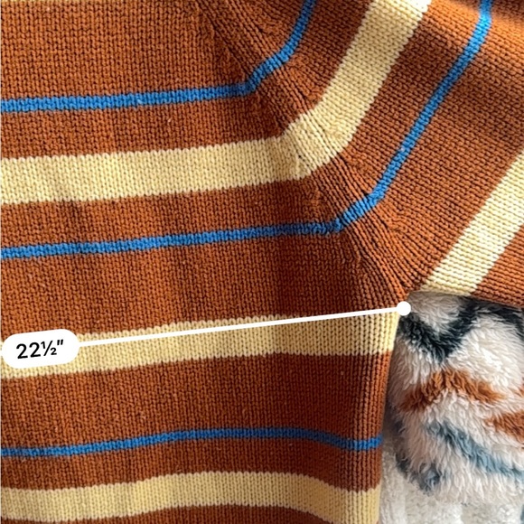 Vintage Striped Sweater Raglan Sleeve Crew Neck Virgin Acrylic Retro Orange Sz M - Picture 8 of 9